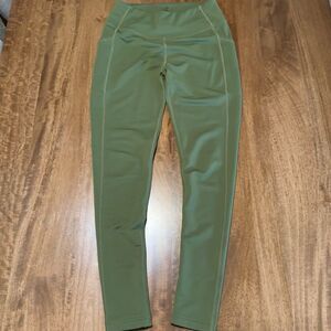 WoolX McKenna Women’s Merino Wool Blend Leggings Size Small Green Pockets 26”